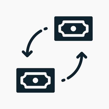 Money Transfer Icon in glyph style. Perfect for apps, websites, UI UX, presentations, or infographics. Editable illustration file with clean design and modern design. vector