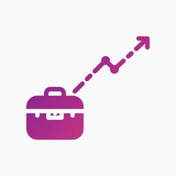 Briefcase Growth Icon in gradient style. Perfect for apps, websites, UI UX, presentations, or infographics. Editable illustration file with clean design and modern design. vector