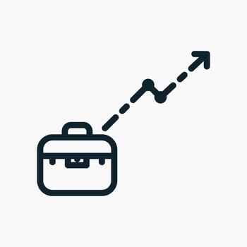 Briefcase Growth Icon in line style. Perfect for apps, websites, UI UX, presentations, or infographics. Editable illustration file with clean design and modern design. vector