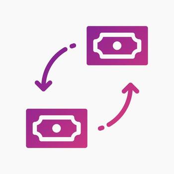 Money Transfer Icon in gradient style. Perfect for apps, websites, UI UX, presentations, or infographics. Editable illustration file with clean design and modern design. vector