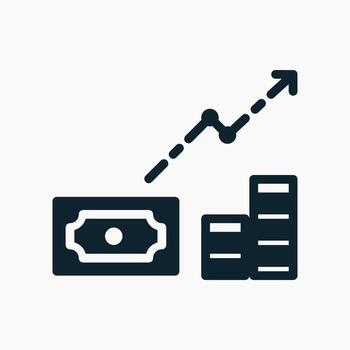 Finance Growth Icon in glyph style. Perfect for apps, websites, UI UX, presentations, or infographics. Editable illustration file with clean design and modern design. vector