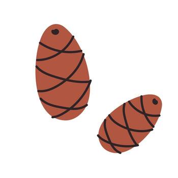 Brown pine cones with black wrapping on a plain background showing simple design and natural texture vector