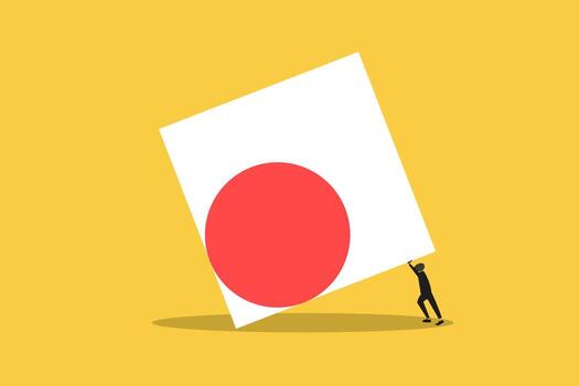 Business challenge with businessman pushing block. concept of difficulty, ambition, motivation, struggle vector