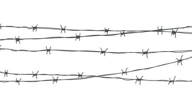 Barbwire fence background, design element for military, security, prison vector