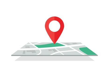 Isometric city map with pin location, pin on map glyph vector