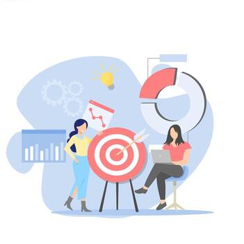 ilustración de ajuste negocio objetivos con objetivo y flecha íconos vector