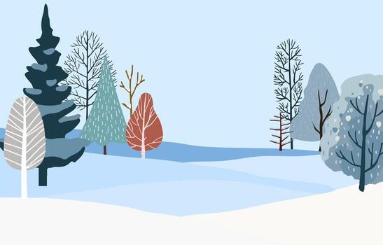 Winter banner with pine tree in forest for Merry Christmas and happy new year invitation card vector
