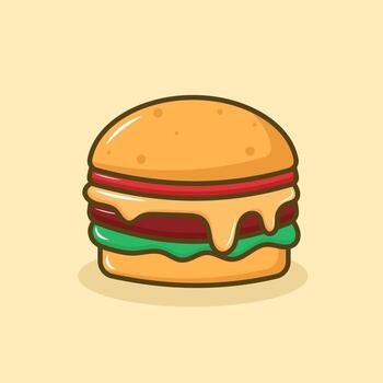 Flat design hamburger with cheese and lettuce vector