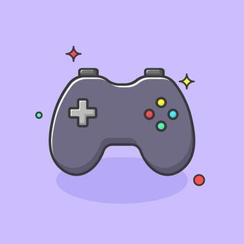 Modern flat design of purple game controller with minimal background vector