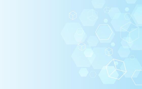 Light blue gradient background with transparent hexagon shapes vector