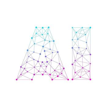 AI Lettering Network Gradient Data Technology Concept vector