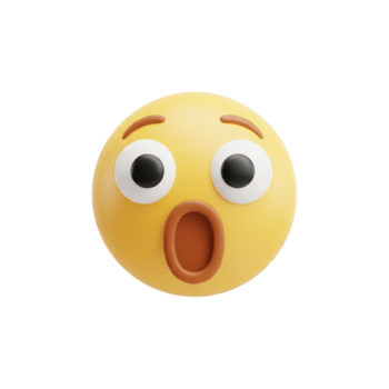 3d gul emoji ansikte med bred öppen mun och överraskad uttryck grafisk design isolerat på en transparent bakgrund png