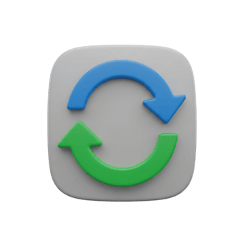 3d refrescar ou sincronizar ícone com azul e verde Setas; flechas em cinzento quadrado atualizar recarregar isolado em uma transparente fundo png