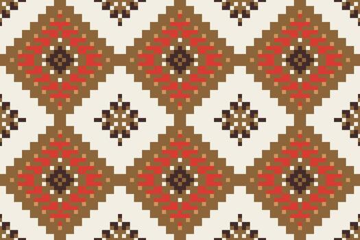 Geometric pattern in brown and red vector