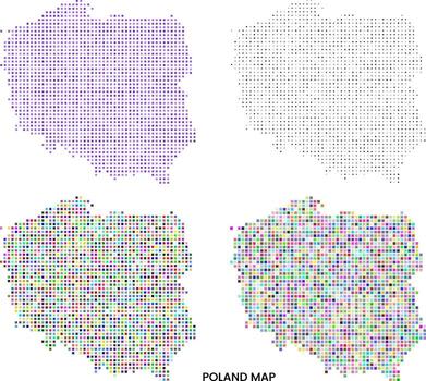 Multi-color Poland map info-graphic square shape pattern. vector