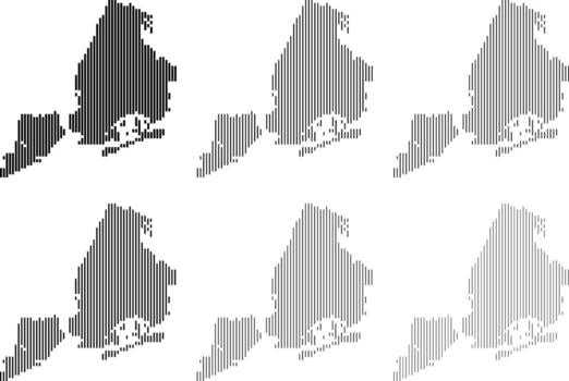 New York vertical line shape pattern map. Vertical line shape pattern New York USA info-graphic map with us flag art design. New York vertical line shape pattern infographic map vector