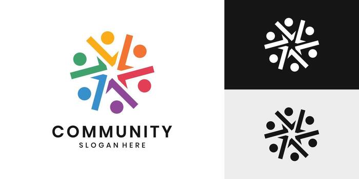 resumen comunidad logo diseño con humano cifras simbolizando unidad vector