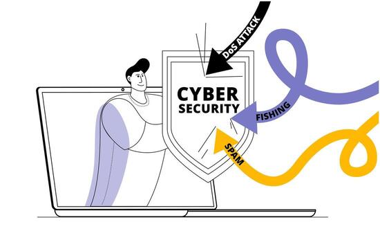 The system protects itself from hacker attacks. vector