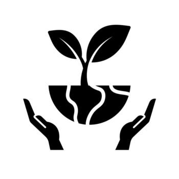 A solid style icon symbolizing the relationship between organisms and their environment vector