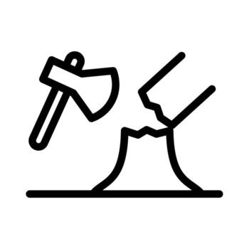 A line style icon showing trees being cut down, symbolizing environmental damage vector