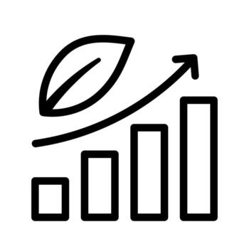A line style icon representing growth or positive statistics, often environmental data. vector
