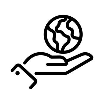 A hand drawn line style icon of the earth symbolizing the relationship between organisms and their environment. vector