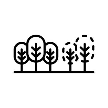 Line style icon showing a tree being cut down, symbolizing environmental damage and deforestation. vector