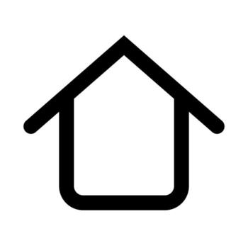 A line-style icon of a simple house, representing the starting point or main page. vector
