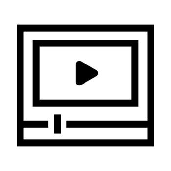 A linear graphic depicting a TV with a play button, for playback on television. vector