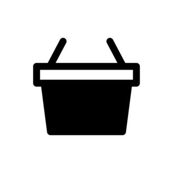 A solid-style icon of a handheld shopping basket with nothing in it. vector