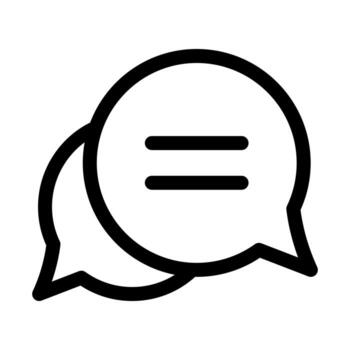 An outline icon of a speech bubble, representing chat support or conversation. vector