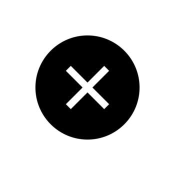 A simple filled icon of an 'X' mark enclosed in a circle, signifying a cross or cancellation. vector