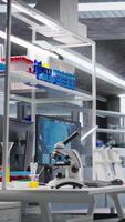 vertikal dator Begagnade för molekyl resultat i tömma laboratorium Plats, vetenskaplig verktyg och forskning Utrustning för mikrobiologi och bioteknik experiment. Avancerad klinisk testning i biolabb. video