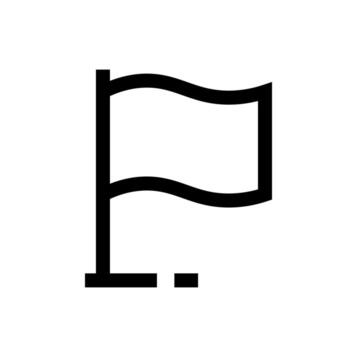 A simple line icon of a small rectangular flag on a pole. vector