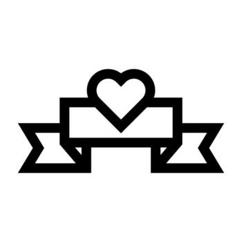 A simple line icon of a heart wrapped with a decorative ribbon. vector