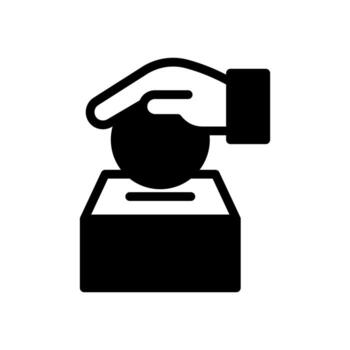 A solid icon of a designated donation box or Zakat container. vector