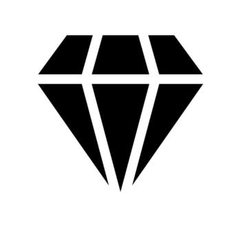 A simple filled icon of a shiny diamond or gemstone, symbolizing high value. vector