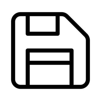 A linear graphic depicting an old floppy disk for legacy storage. vector