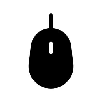 A simple filled icon of a computer mouse peripheral input device. vector