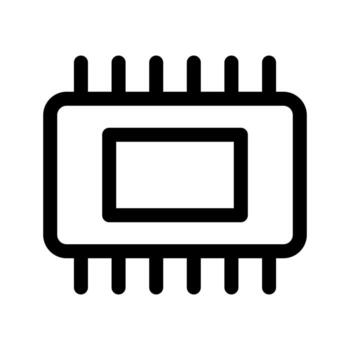 A linear graphic of a CPU microchip or electronic processor. vector
