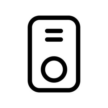A simple line icon of a portable speaker for wireless audio output. vector
