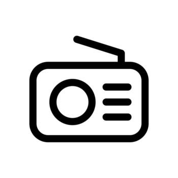 An outline icon of a portable radio receiver for broadcasting and sound. vector