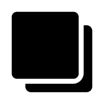 A solid-style icon of overlapping sheets, symbolizing layers, stacking, or composition. vector