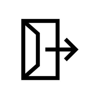 un lineal gráfico de un flecha dejando un caja, simbolizando cerrar sesión o firmar afuera. vector