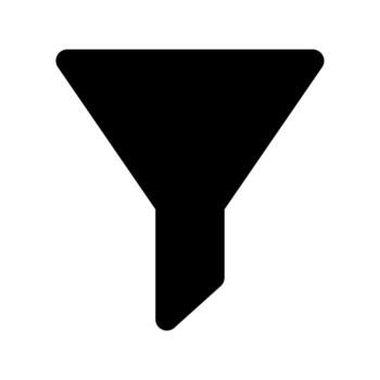 A solid-style icon of a funnel, symbolizing sorting, filtering, or refining data. vector