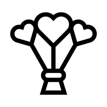 A linear graphic depicting a floating balloon in the shape of a heart. vector