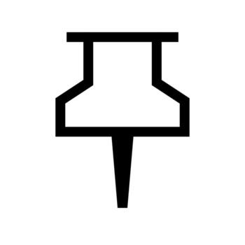 An outline symbol of a push pin for marking or fixation. vector