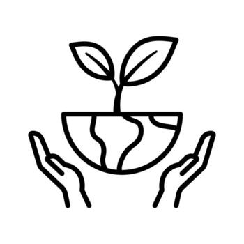 A line style icon symbolizing the relationship between organisms and their environment. vector