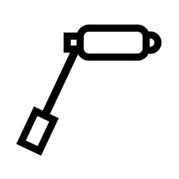 A simple line icon of a microphone on a long pole, symbolizing a boom mic. vector