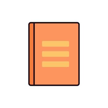 Bright Orange Student Notebook with Yellow Label Stripes in Simple Flat Style vector